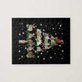 懐中電灯で覆われたウサギのクリスマスツリー ジグソーパズル (横)