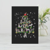 懐中電灯で覆われたシュナウツァークリスマスツリー サンキューカード (スタンド正面)