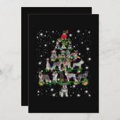 懐中電灯で覆われたシュナウツァークリスマスツリー サンキューカード (正面/裏面)