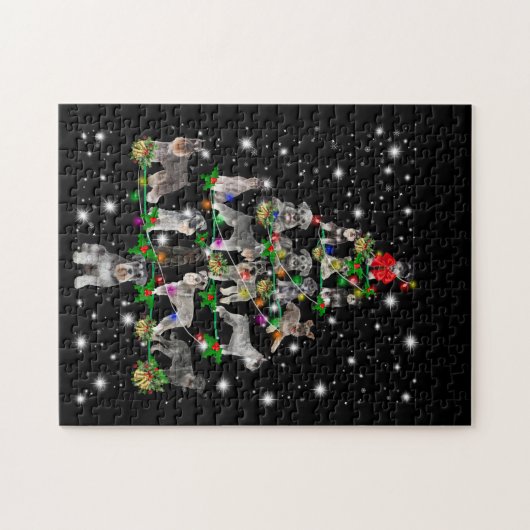 懐中電灯で覆われたシュナウツァークリスマスツリー ジグソーパズル (横)