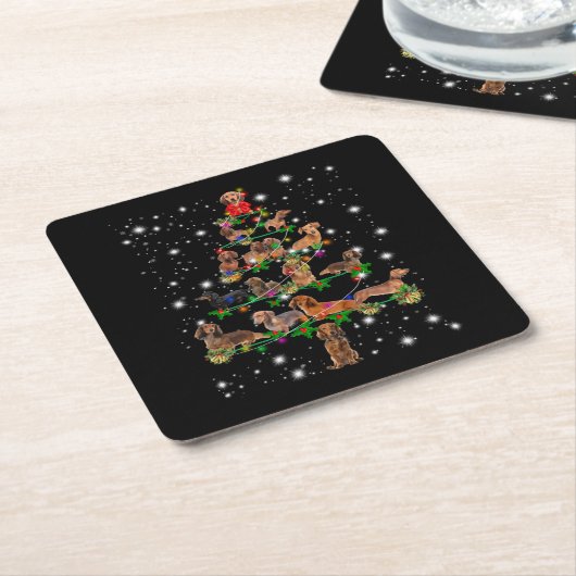 懐中電灯で覆われたダシュントのクリスマスツリー スクエアペーパーコースター (アングル)