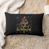 懐中電灯で覆われたダシュントのクリスマスツリー ランバークッション (ブランケット)