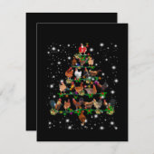 懐中電灯で覆われたチキンクリスマスツリー サンキューカード (正面/裏面)