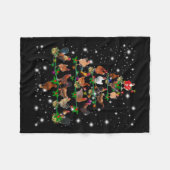 懐中電灯で覆われたチキンクリスマスツリー フリースブランケット (正面(横))