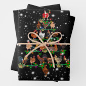 懐中電灯で覆われたチキンクリスマスツリー ラッピングペーパーシート (インサイチュ)