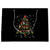 懐中電灯で覆われたチキンクリスマスツリー ラージペーパーバッグ (正面)