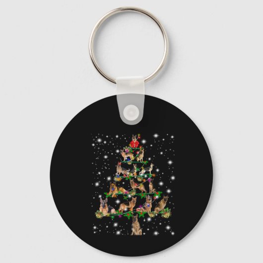 懐中電灯で覆われたドイツのクリスマスツリー キーホルダー (正面)