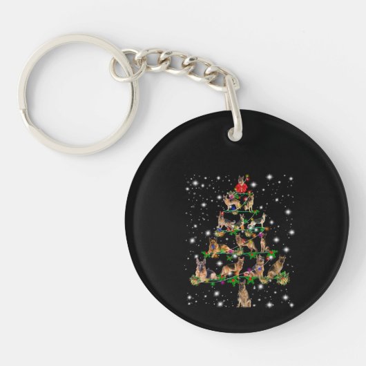 懐中電灯で覆われたドイツのクリスマスツリー キーホルダー (正面)