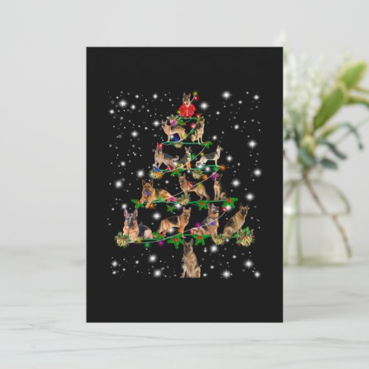 懐中電灯で覆われたドイツのクリスマスツリー サンキューカード (スタンド正面)