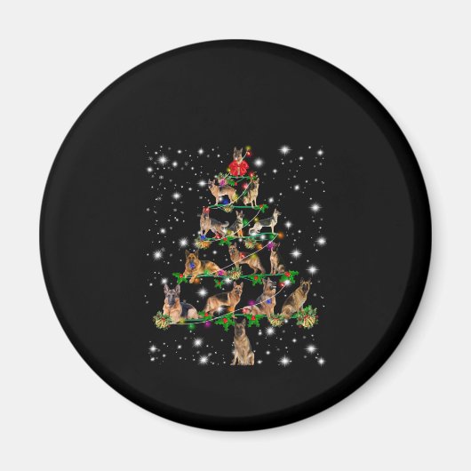 懐中電灯で覆われたドイツのクリスマスツリー マグネット (正面)