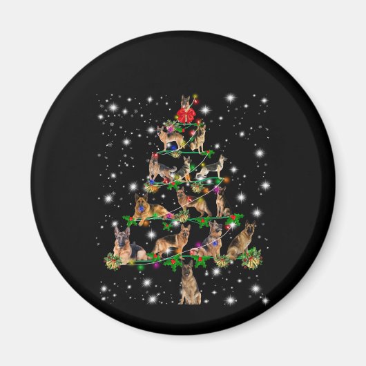 懐中電灯で覆われたドイツのクリスマスツリー マグネット (正面)