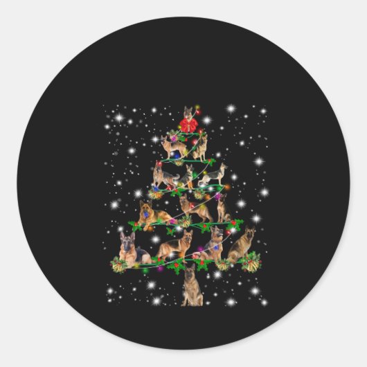 懐中電灯で覆われたドイツのクリスマスツリー ラウンドシール (正面)