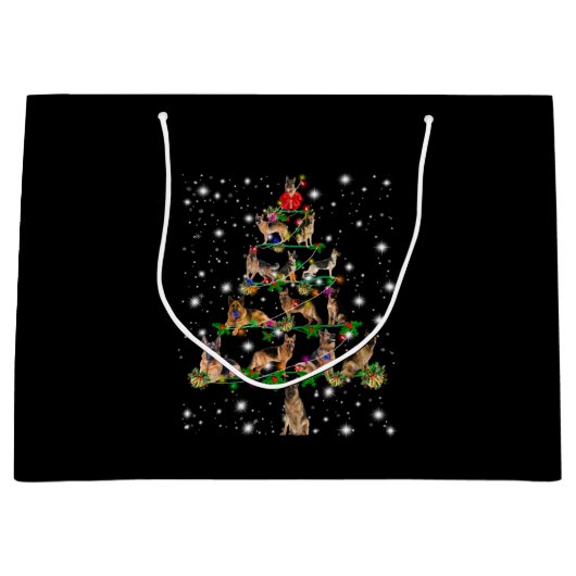 懐中電灯で覆われたドイツのクリスマスツリー ラージペーパーバッグ (正面)