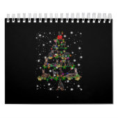 懐中電灯で覆われたドーバーマンクリスマスツリー カレンダー (カバー)