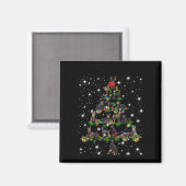 懐中電灯で覆われたドーバーマンクリスマスツリー マグネット (正面/裏面)