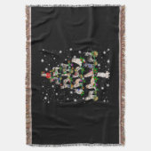 懐中電灯で覆われたハスキーのクリスマスツリー スローブランケット (正面縦)