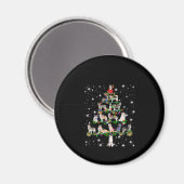 懐中電灯で覆われたハスキーのクリスマスツリー マグネット (正面/裏面)