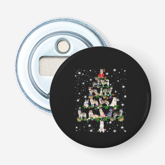 懐中電灯で覆われたハスキーのクリスマスツリー 栓抜き (正面)