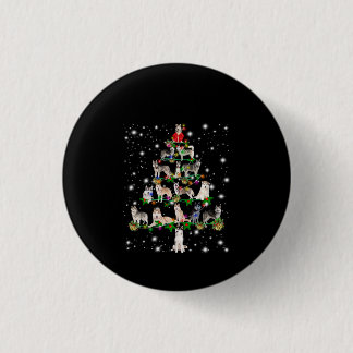 懐中電灯で覆われたハスキーのクリスマスツリー 缶バッジ