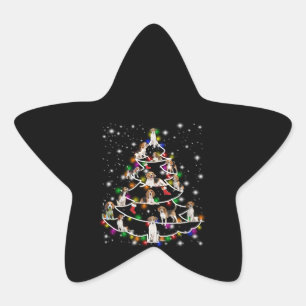 懐中電灯で覆われたビーグルのクリスマスツリー 星シール