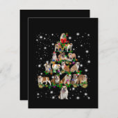 懐中電灯で覆われたブルドッグのクリスマスツリー サンキューカード (正面/裏面)