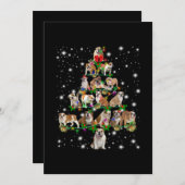 懐中電灯で覆われたブルドッグのクリスマスツリー サンキューカード (正面/裏面)