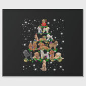 懐中電灯で覆われたプードルクリスマスツリー ラッピングペーパー (フラット)