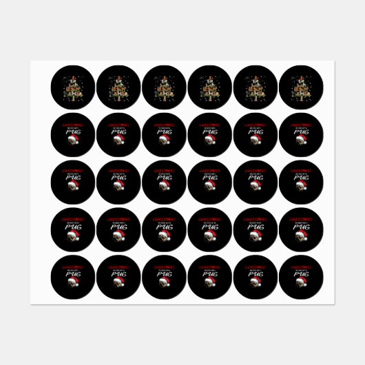 懐中電灯で覆われたプードルクリスマスツリー ラベル (シート)