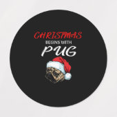 懐中電灯で覆われたプードルクリスマスツリー ラベル (デザイン2)