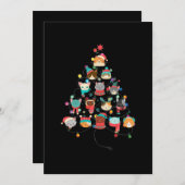 懐中電灯で覆われた素敵な猫クリスマスツリー サンキューカード (正面/裏面)