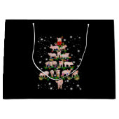 懐中電灯で覆われた素敵な豚のクリスマスツリー ラージペーパーバッグ (正面)