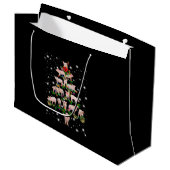 懐中電灯で覆われた素敵な豚のクリスマスツリー ラージペーパーバッグ (正面アングル)