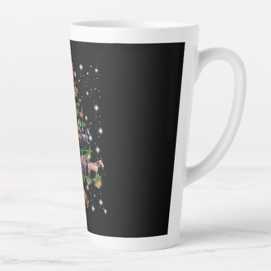 懐中電灯で覆われた馬のクリスマスツリー カフェラテマグ (右)