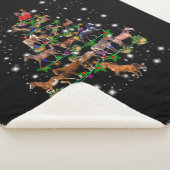 懐中電灯で覆われた馬のクリスマスツリー シェルパブランケット (3/4)