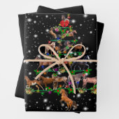 懐中電灯で覆われた馬のクリスマスツリー ラッピングペーパーシート (インサイチュ)