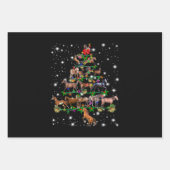 懐中電灯で覆われた馬のクリスマスツリー ラッピングペーパーシート (正面)