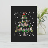 懐中電灯で覆われた、かわいい猫のクリスマスツリー サンキューカード (スタンド正面)