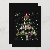 懐中電灯で覆われた、かわいい猫のクリスマスツリー サンキューカード (正面/裏面)