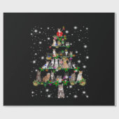 懐中電灯で覆われた、かわいい猫のクリスマスツリー ラッピングペーパー (フラット)