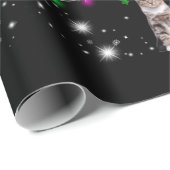 懐中電灯で覆われた、かわいい猫のクリスマスツリー ラッピングペーパー (ロールコーナー)