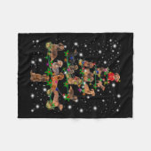 懐中電灯で覆われるダックスフントのクリスマスツリー フリースブランケット (正面(横))