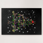 懐中電灯で覆われるドーバーマンのクリスマスツリー ジグソーパズル (横)