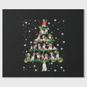 懐中電灯で覆われるビーグルのクリスマスツリー ラッピングペーパー (フラット)