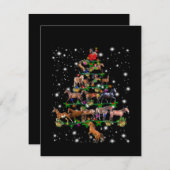 懐中電灯で覆われる馬のクリスマスツリー サンキューカード (正面/裏面)