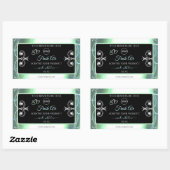 懐中電灯ティール（緑がかった色）ブラック製品ラベル宝石ロゴ 長方形シール (シート)