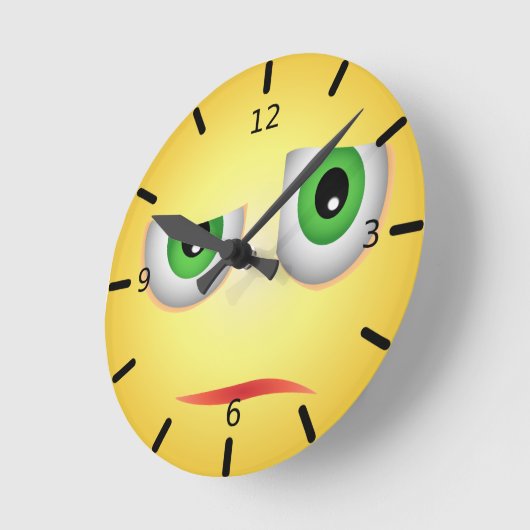 懐疑的おもしろい絵文字顔 ラウンド壁時計 (傾斜)