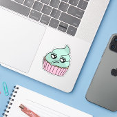 懐疑的なミントのカップケーキ シール (ノートパソコンとiPhone)