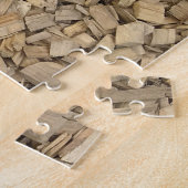 懸命のいたずらジョークの木のチップ背景 ジグソーパズル (側面)