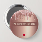 懸命のヒアリング1行4インチボタン 缶バッジ (正面&裏面)