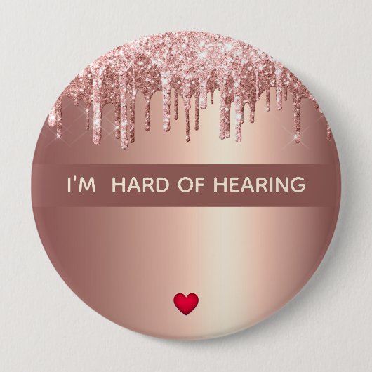 懸命のヒアリング1行4インチボタン 缶バッジ (正面)